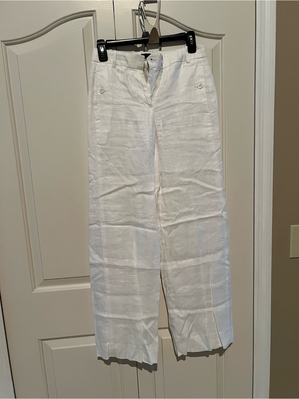 J. Crew White Wide-Leg Linen-Blend Jeans